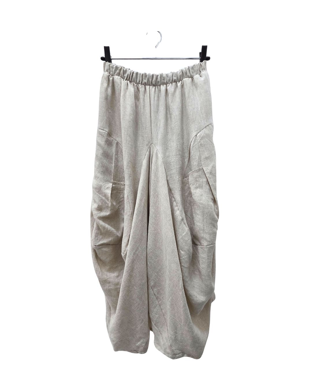 jen kahn Linen Samurai Pants in Natural — wide-leg pure linen free-size trousers by jen kahn