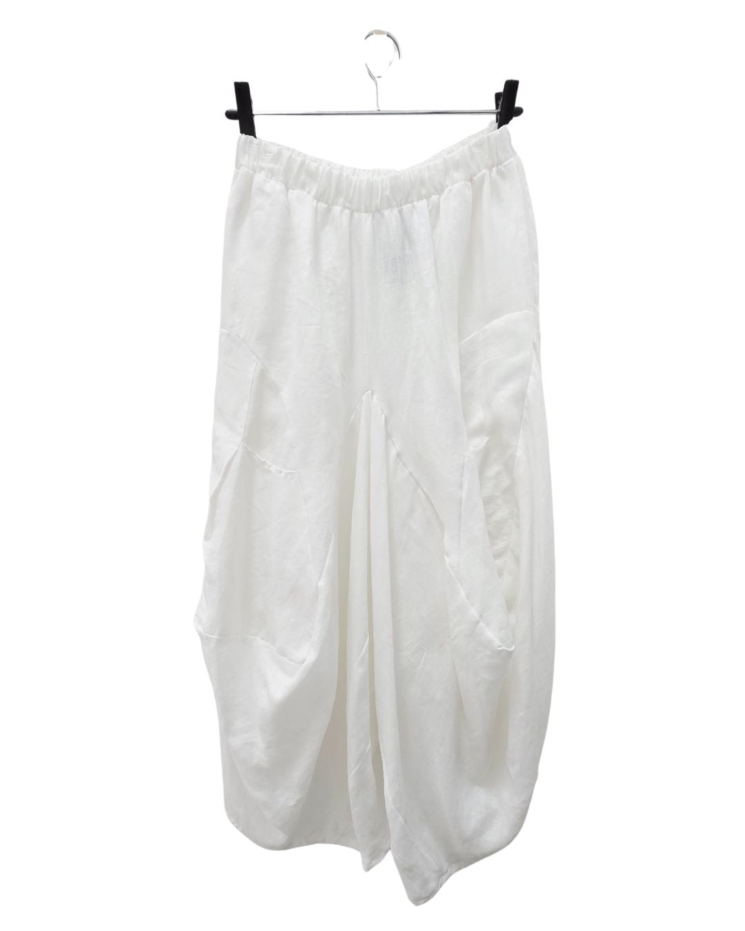 jen kahn Linen Samurai Pants in White — pure linen wide-leg free-size trousers