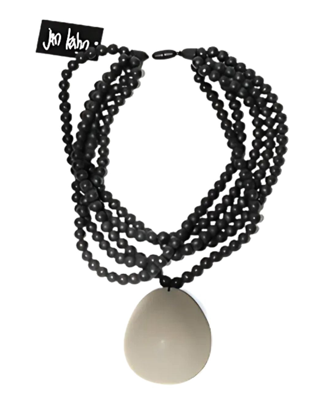 jen kahn Multistrand Beaded Dome Pendant in Black – bold dome resin pendant necklace