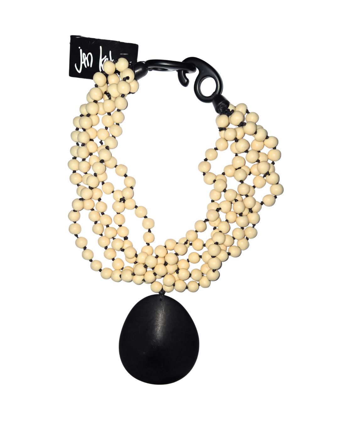 jen kahn Multistrand Beaded Dome Pendant in Ecru – five-strand resin bead statement necklace