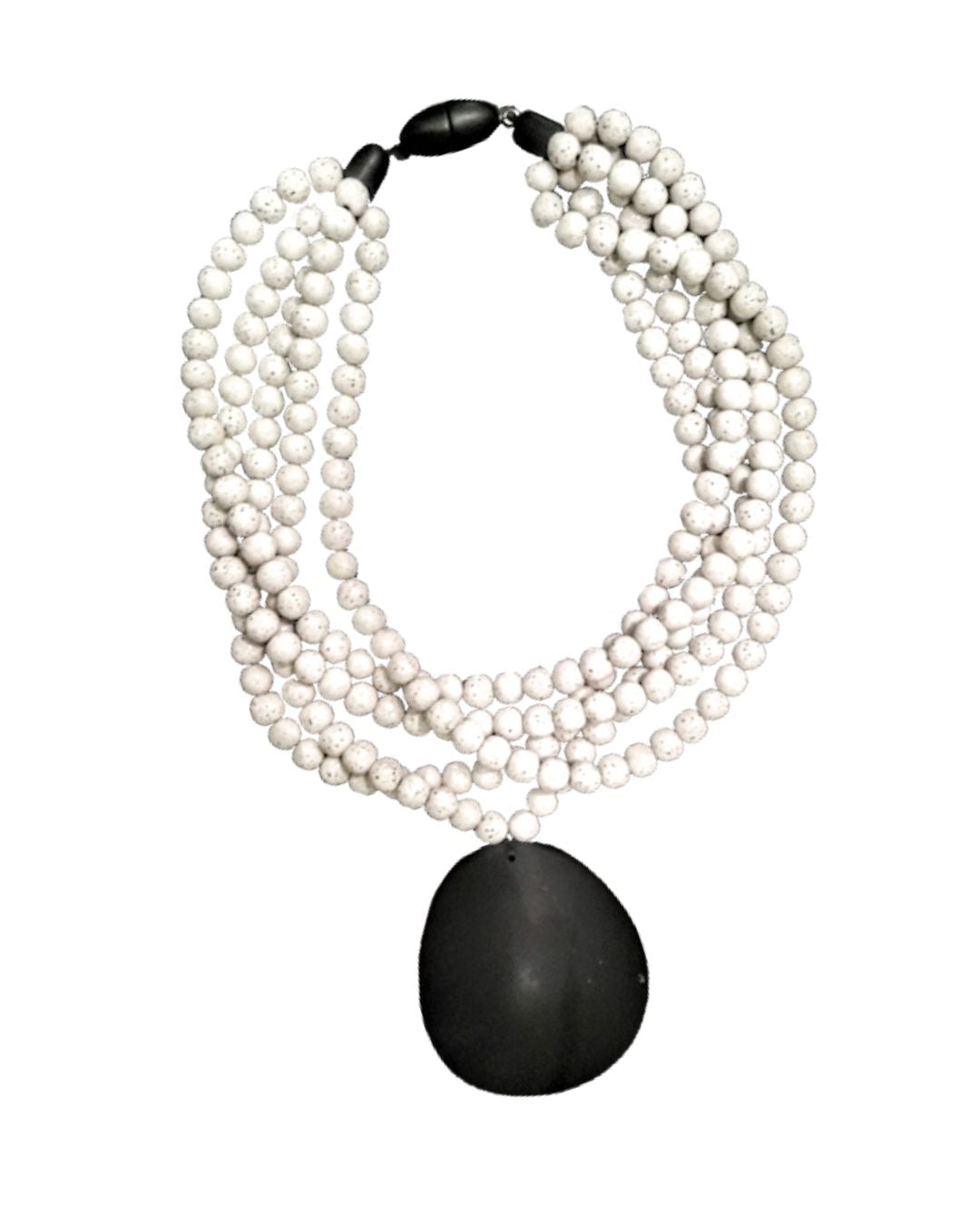jen kahn Multistrand Beaded Dome Pendant in White – modern resin bead choker