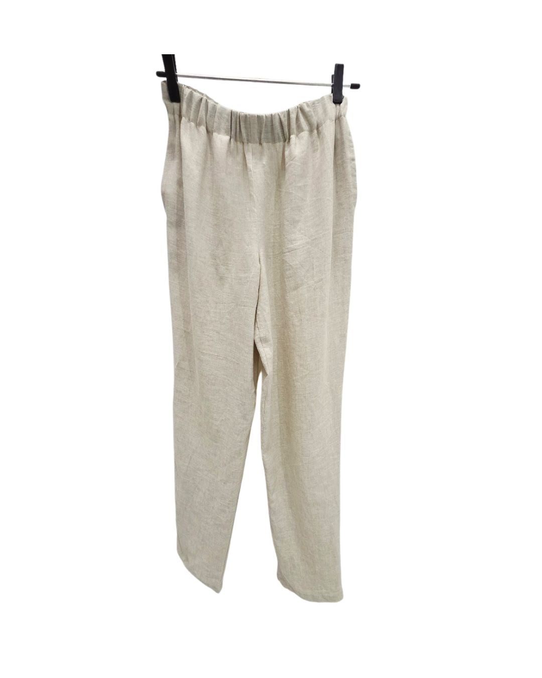 Straight Cropped Linen Pants in Natural — mid-rise women’s linen trousers with cropped straight silhouette