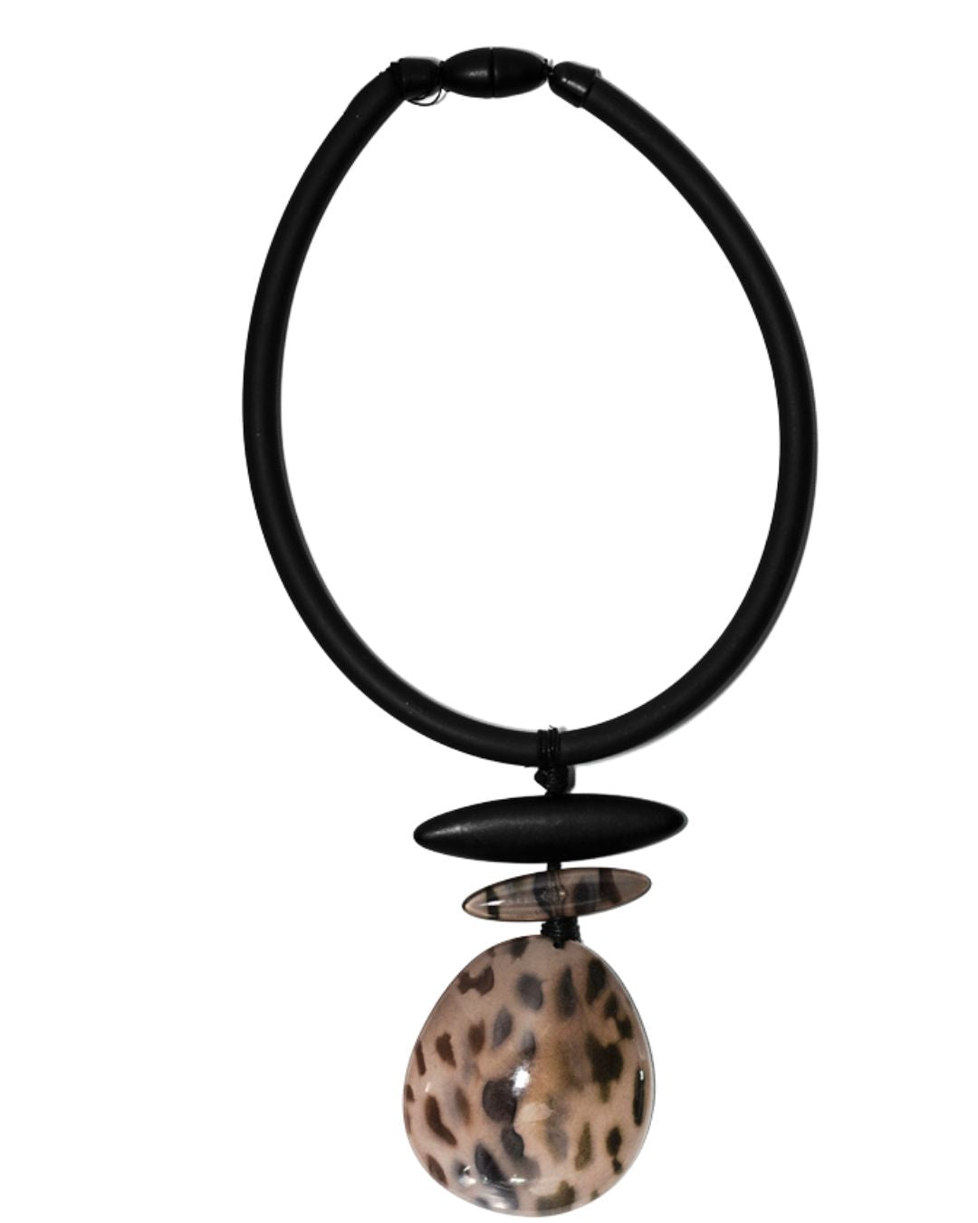 jen kahn Rubber Dome Pendant in Animal Print – bold resin dome pendant