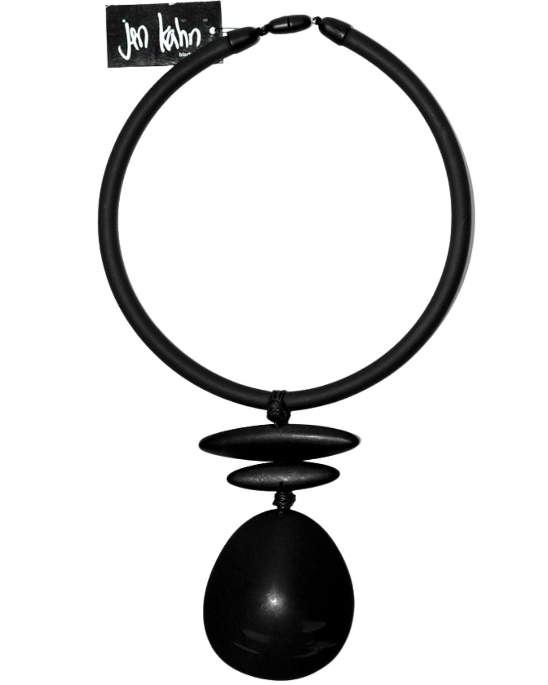 jen kahn Rubber Dome Pendant in Black – sculptural resin pendant on rubber cord