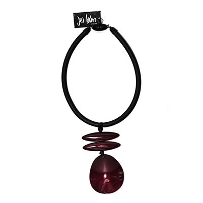 jen kahn Rubber Dome Pendant in Claret – statement pendant on rubber cord