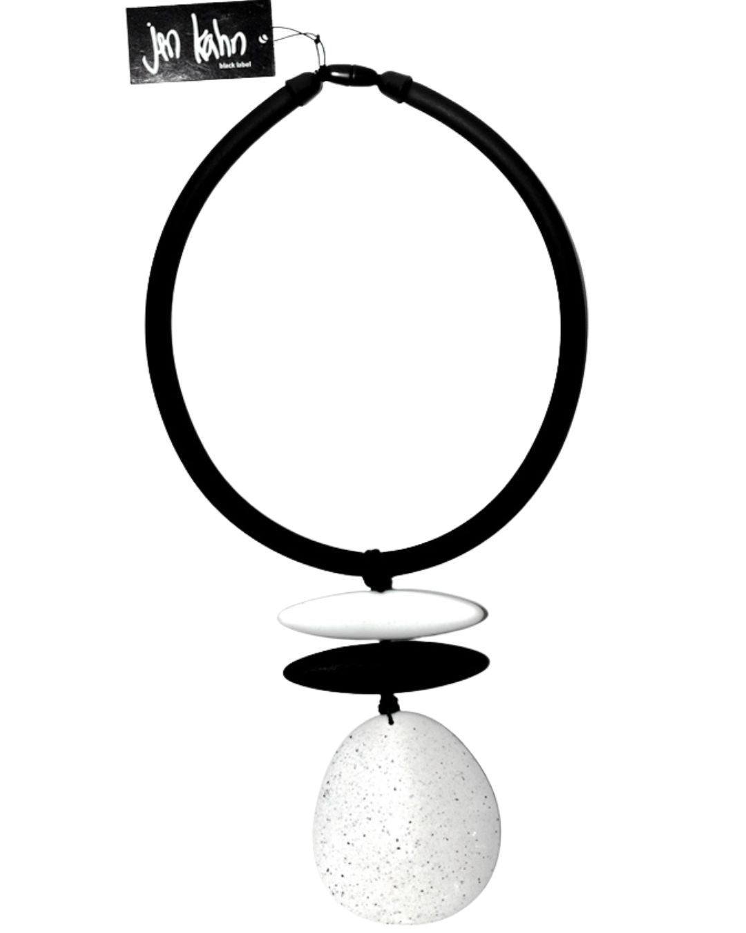 jen kahn Rubber Dome Pendant in milkyway– modern resin pendant on black cord