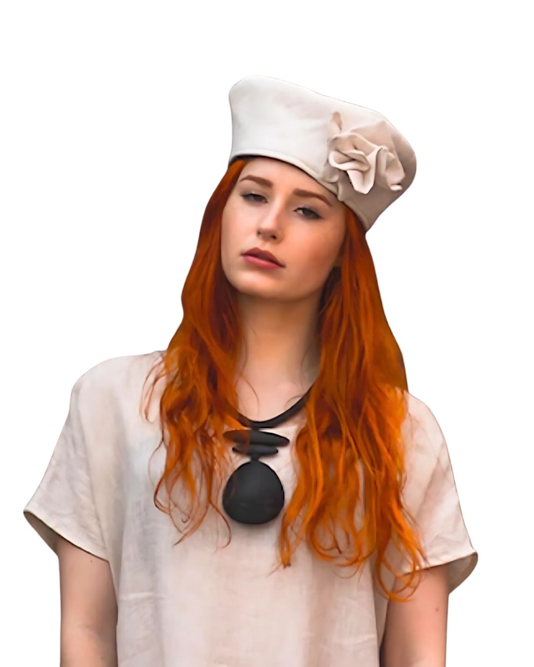 model wearing jen kahn Rubber Dome Pendant – resin dome pendant on rubber cord