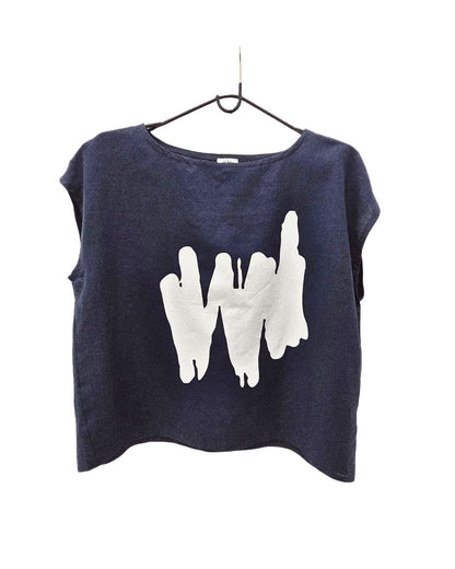 Jen Kahn Shadow Print Linen Top in Eclipse – pure linen women’s top with shadow print design