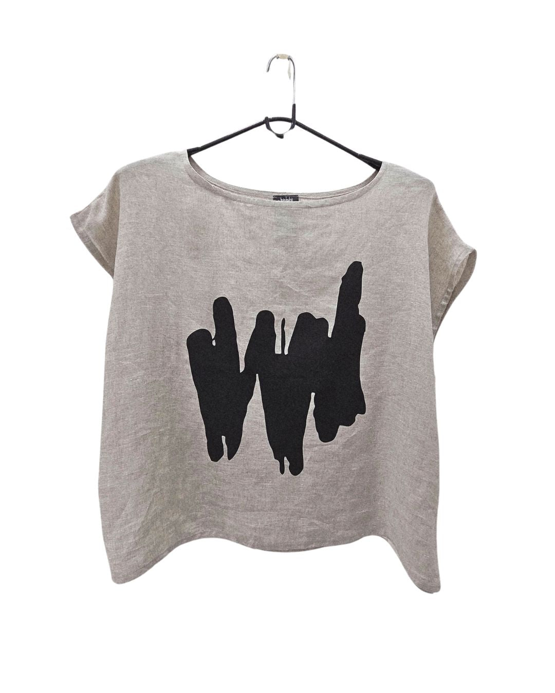 jen kahn Shadow Print Linen Top in Natural – breathable pure linen women’s top with print motif