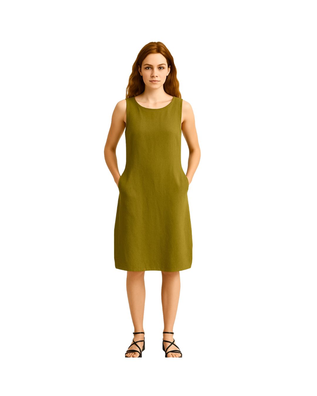 Jen Kahn Short Linen Dress in Pistachio – pure linen women’s dress