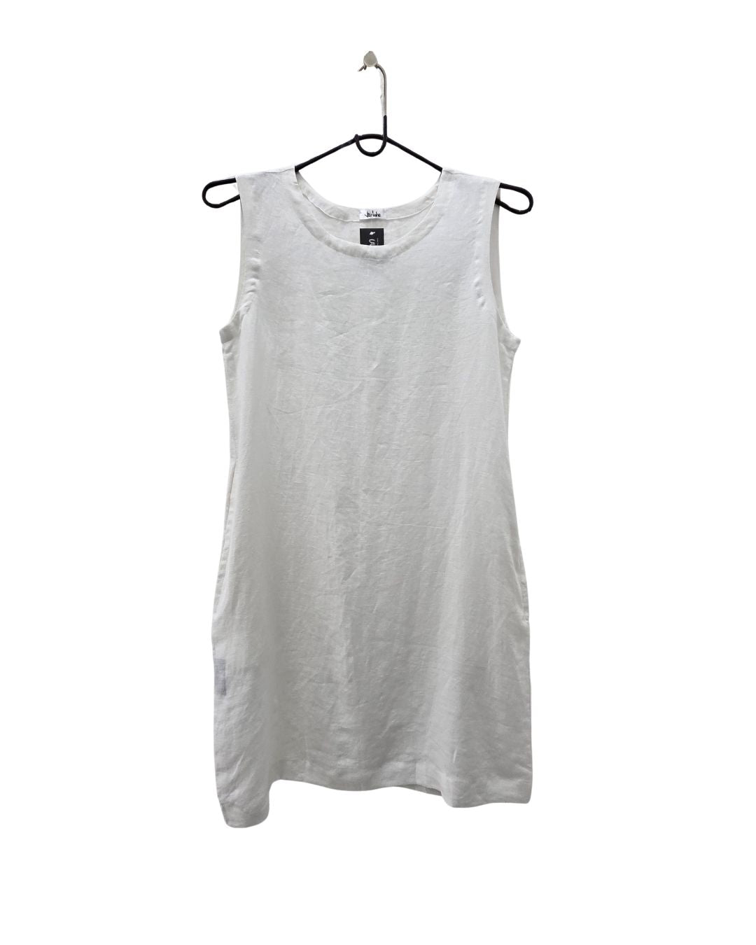 Jen Kahn Short Linen Dress in White – refined pure linen summer dress