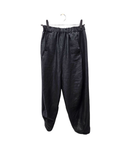 jen kahn Tokyo Linen Pants in Black – designer pure linen trousers with elasticated waist