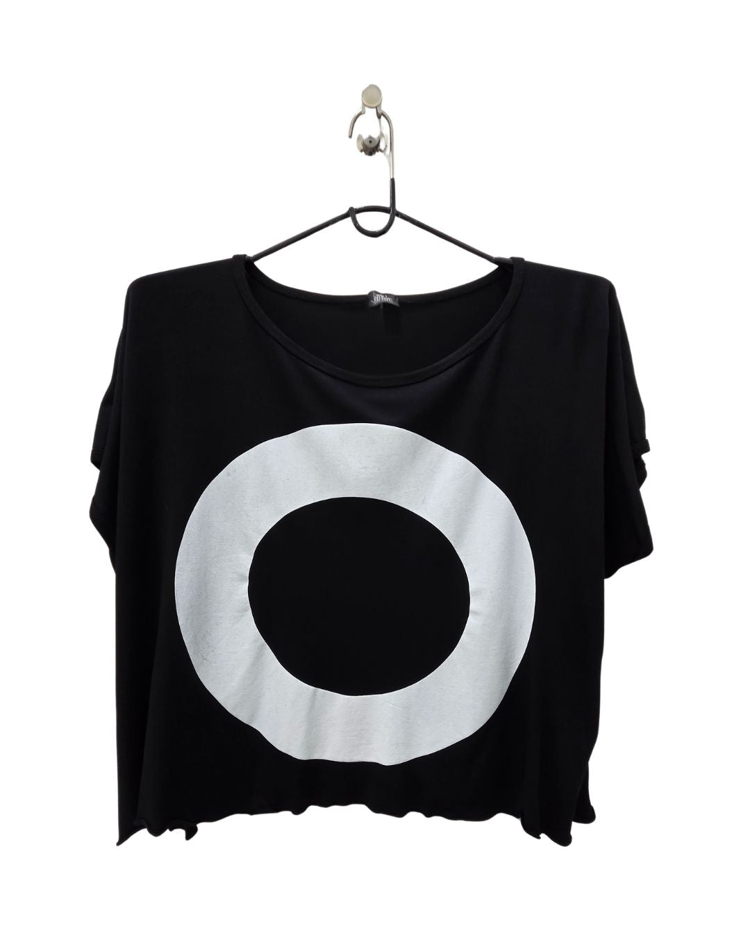 jen kahn Zen Jersey Knit Top — black with white circle, free-size imported jersey