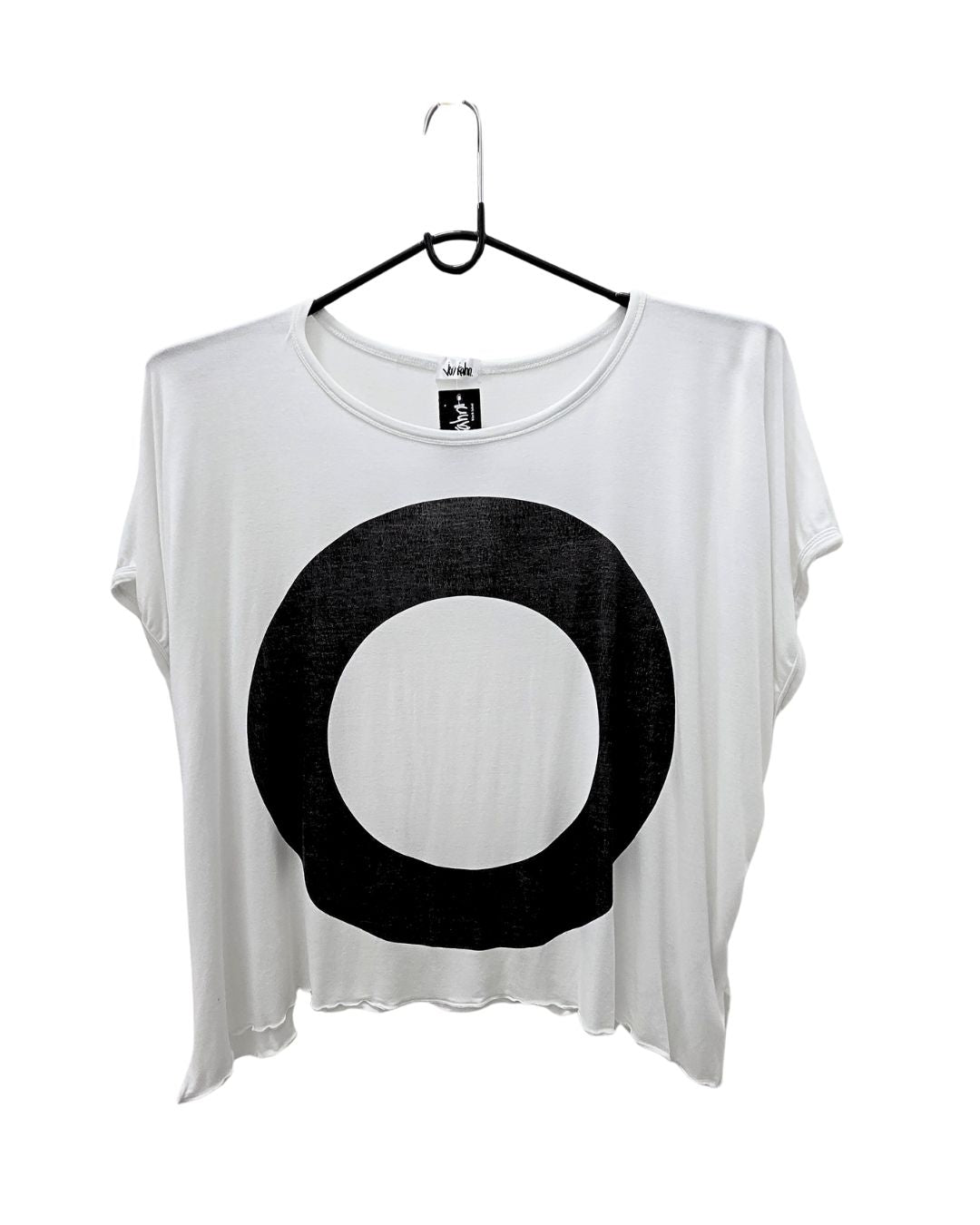 jen kahn Zen Jersey Knit Top — white with black circle, free-size imported jersey