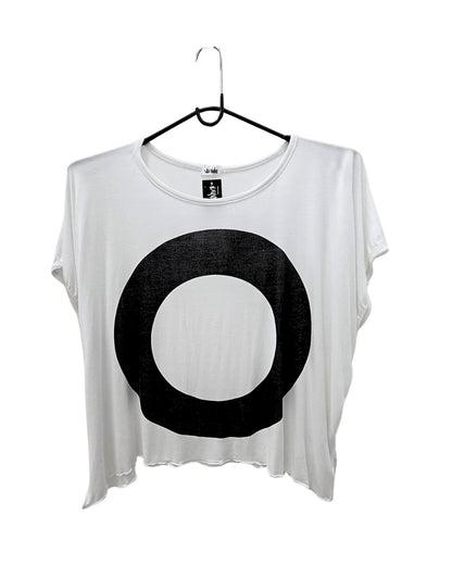 jen kahn Zen Jersey Knit Top — white with black circle, free-size imported jersey